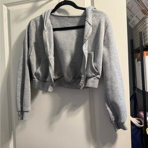 SHEIN Gray Cropped Hoodie